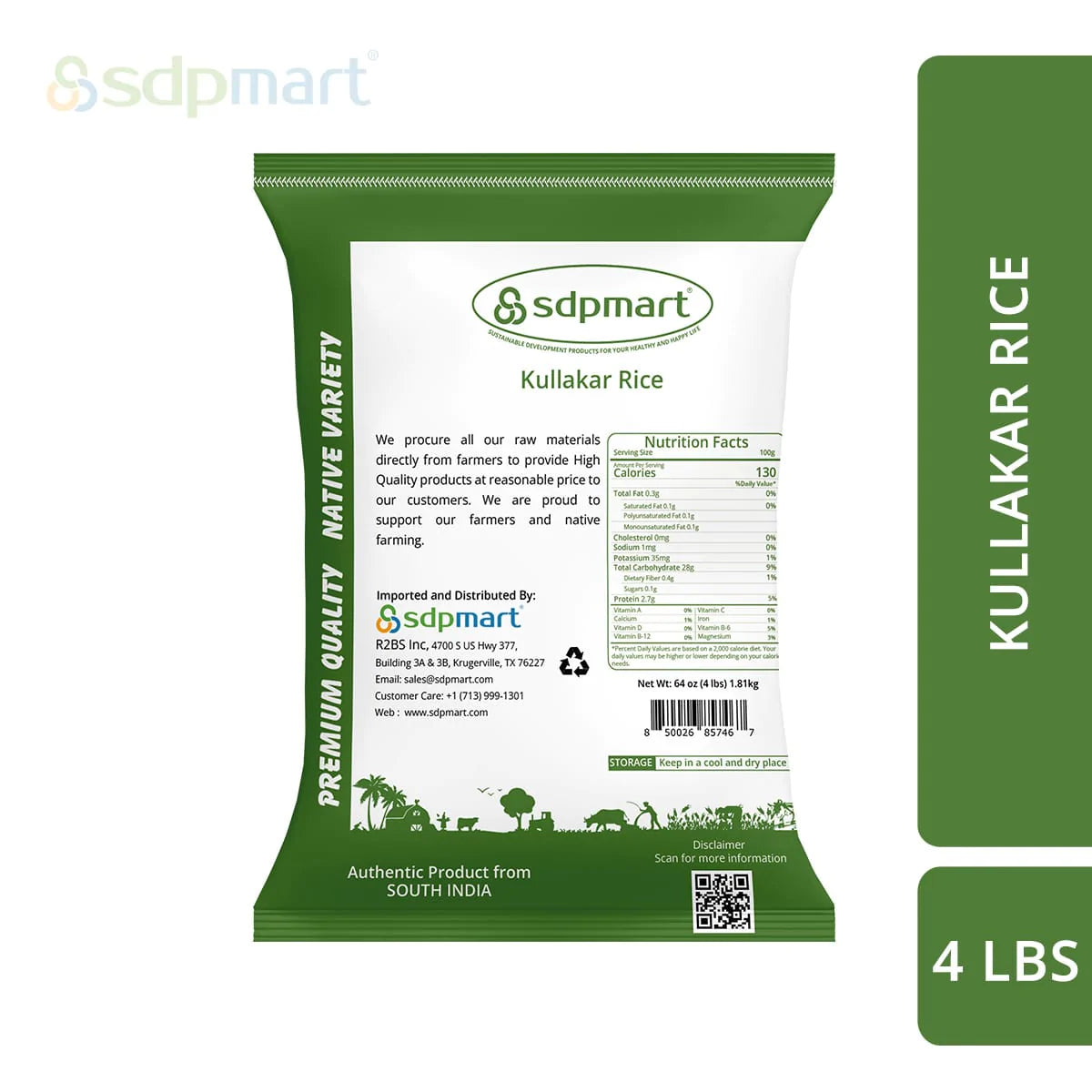 SDPMART'S PREMIUM KULLAKAR RICE - 4LBS