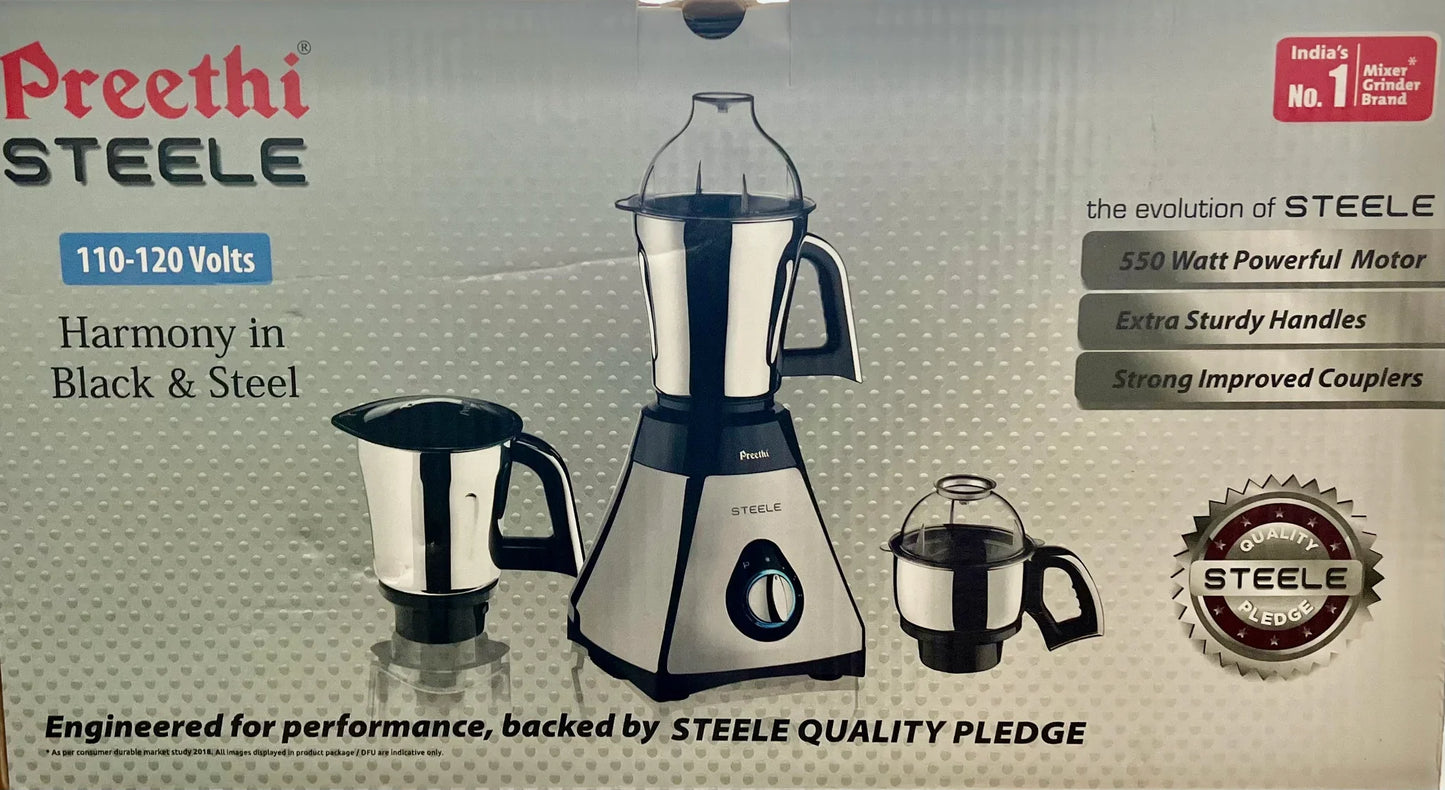 Preethi Steele Mixer Grinder - 3 Jar