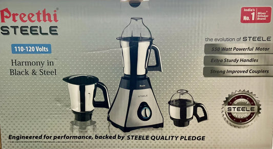 Preethi Steele Mixer Grinder - 3 Jar