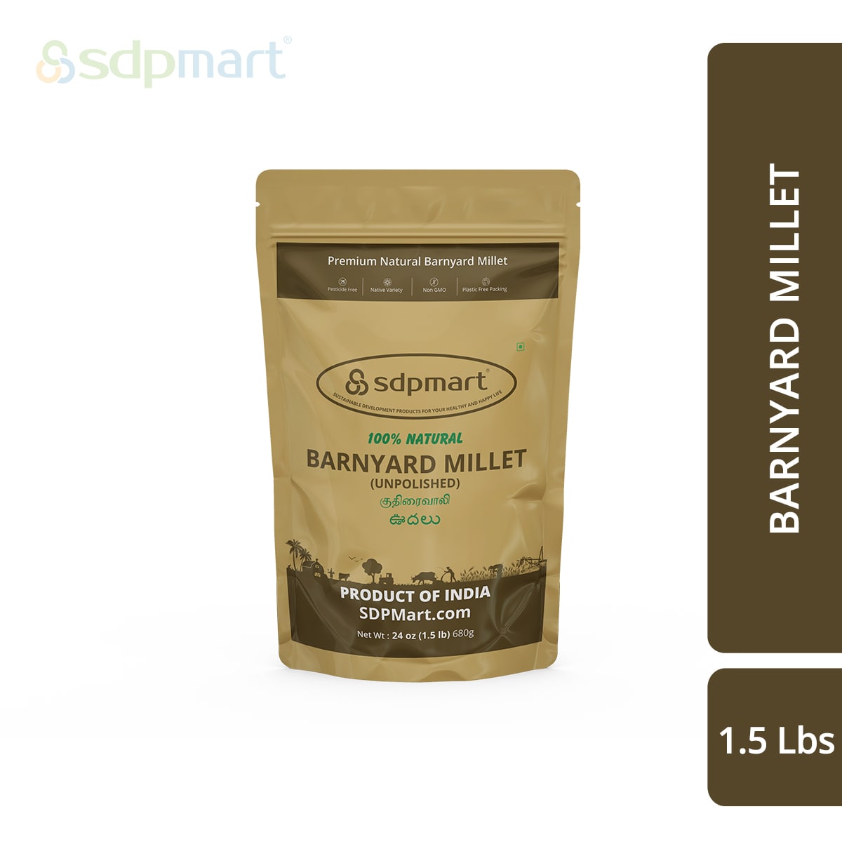 SDPMart Premium Barnyard Millet (Unpolished) 1.5 LB (Kuthiravali/Jhangora)