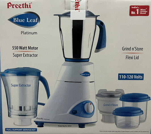 Preethi Blue Leaf Platinum Mixer Grinder - 3 Jar