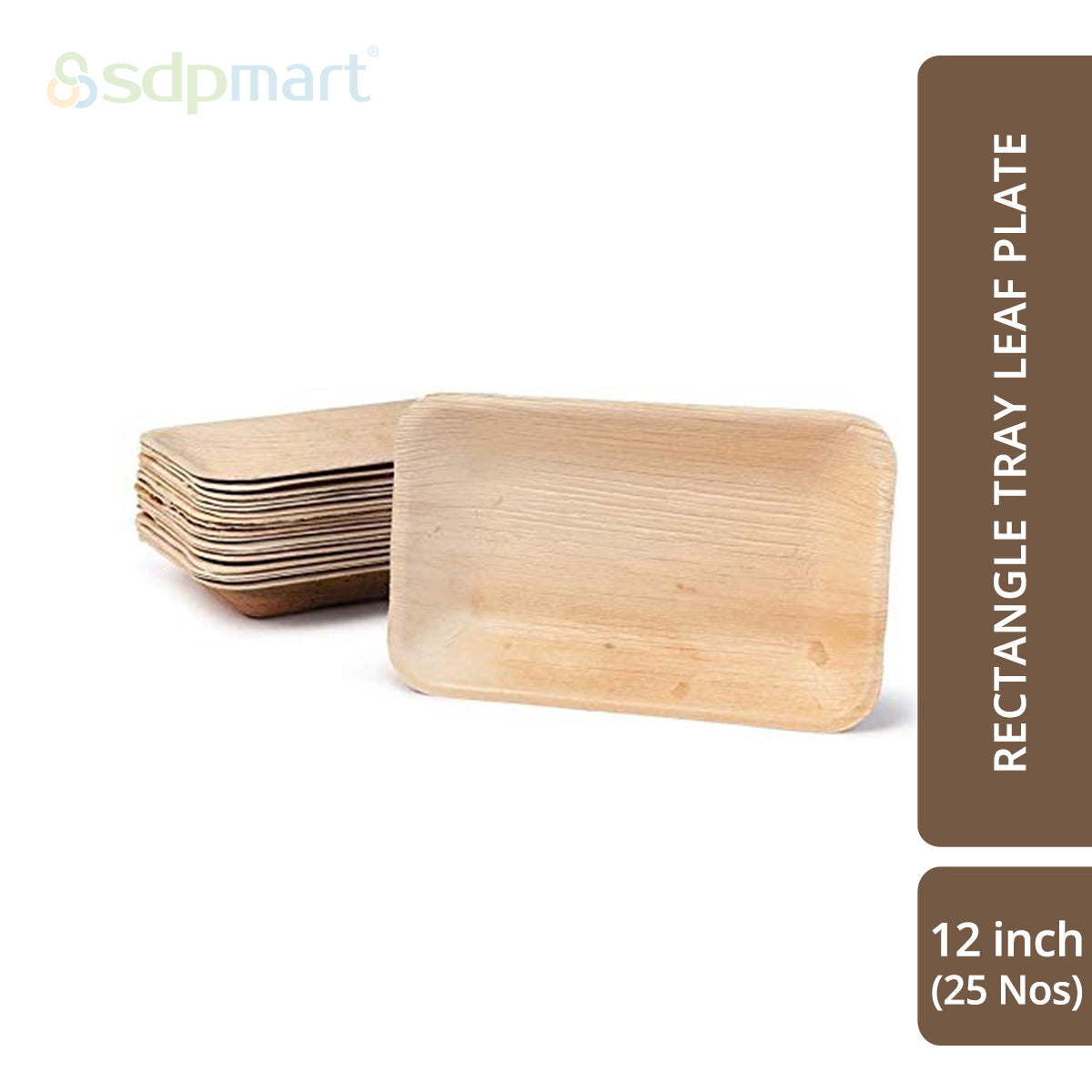 Premium Palm Leaf Plate - Square Plates/Rectangle Tray (25 count)
